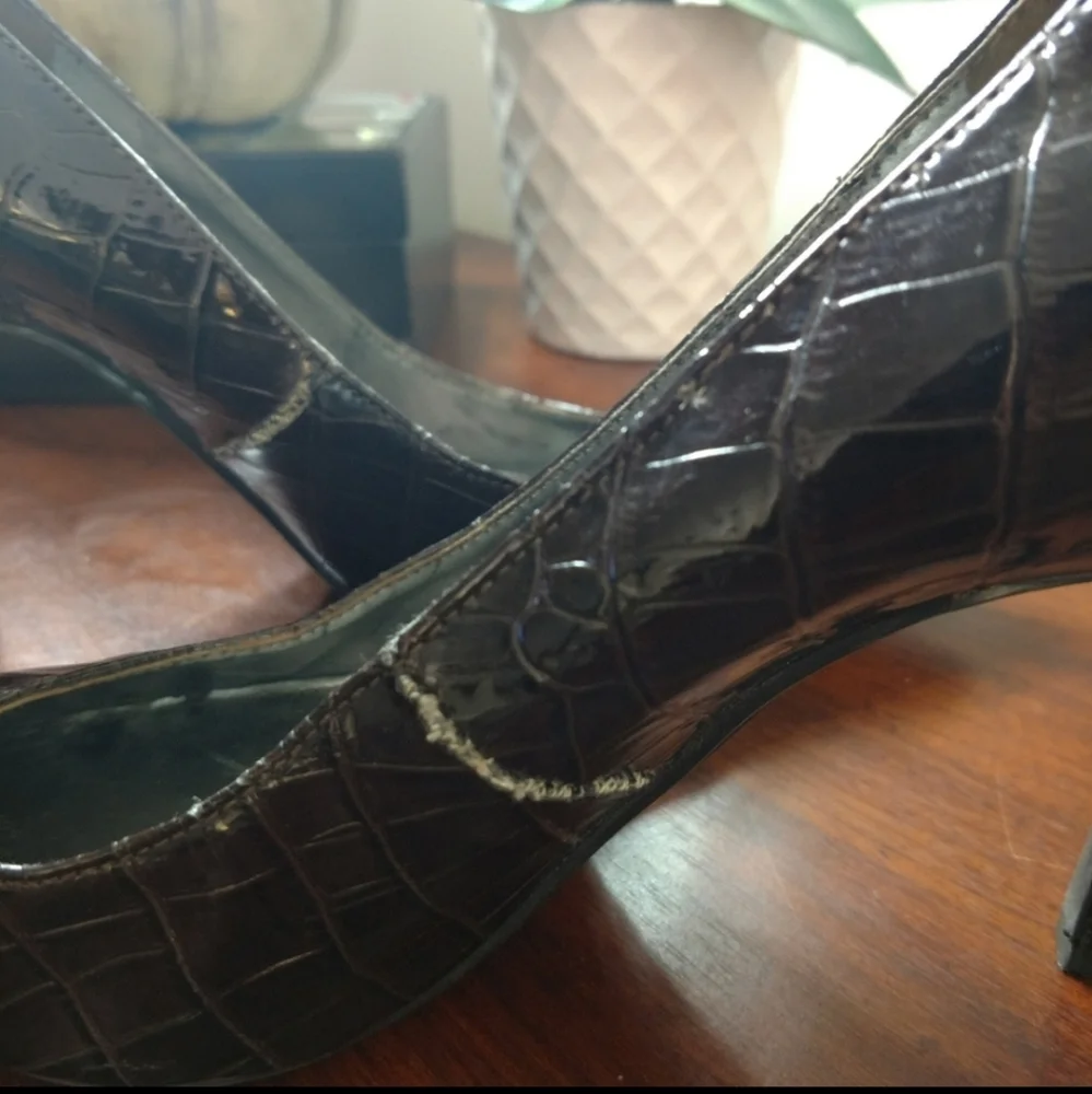Marc Fisher Brown Patent Leather Pointy-Toe Heel Sz 9